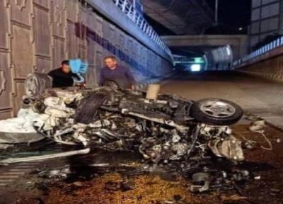 سقوط خودروی 207 در اتوبان صدر حادثه آفرید